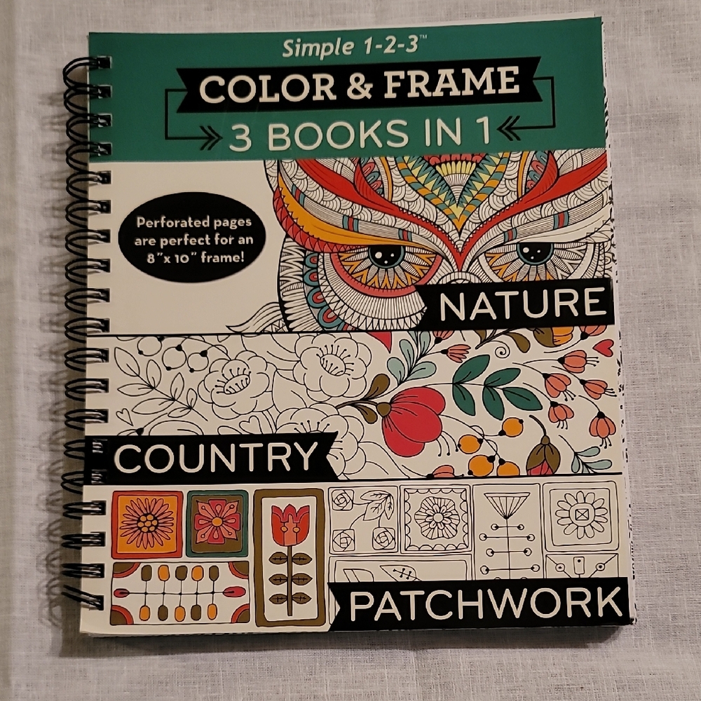 Simple 1-2-3 Color & Frame 3 Books in 1 - Nature, Country, Patchwork